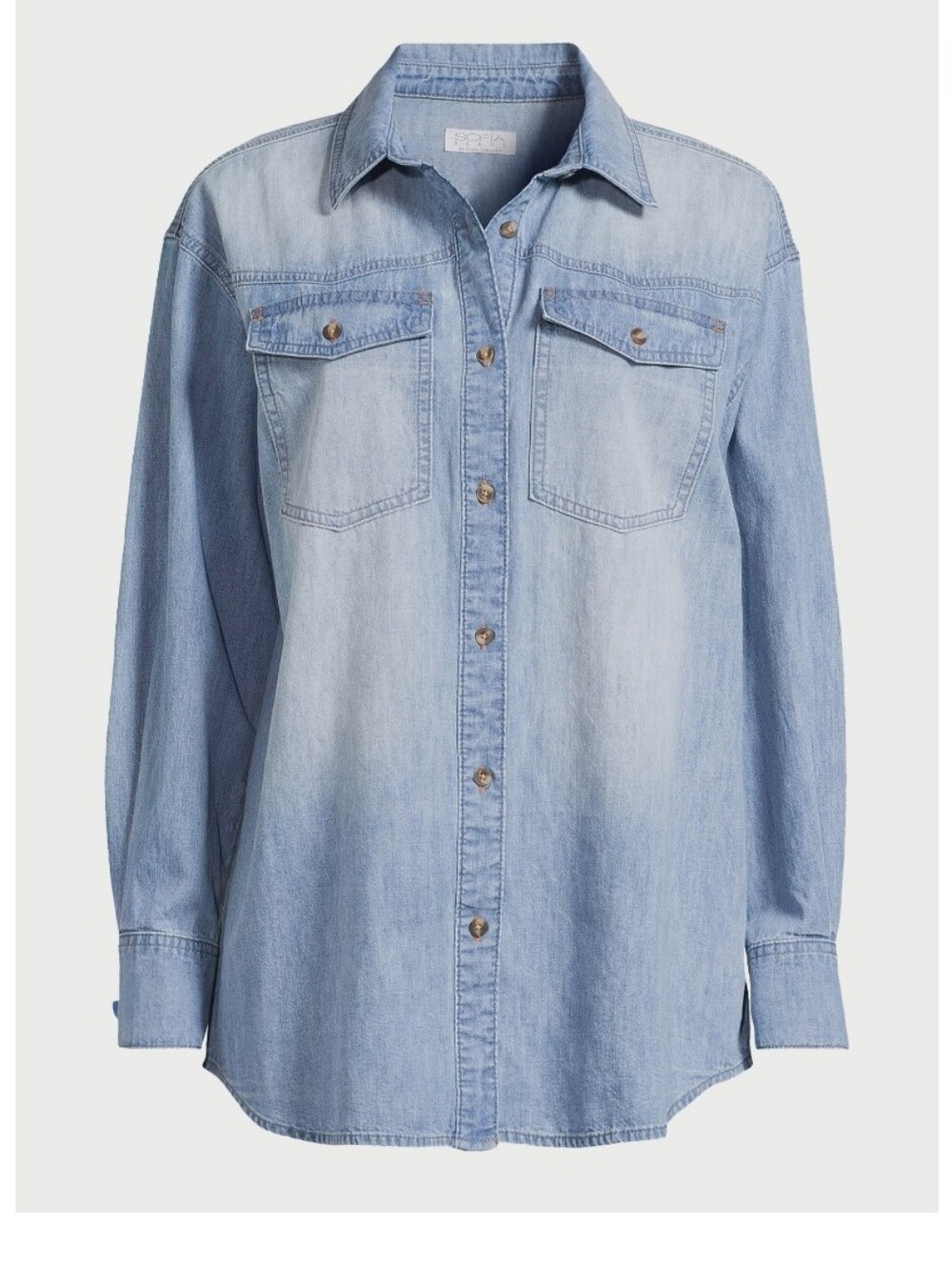 Sofia by Sofia Vergara Women's Sofia Oversized Boyfriend Shirt